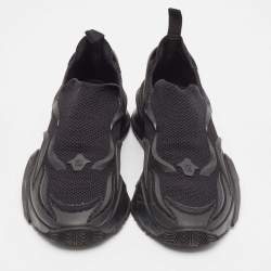 Fendi Black Knit Fabric and Rubber Flow Sneakers Size 42