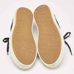 Pre Owned Fendi Navy Blue FF Canvas Lace Up Sneakers Size 42