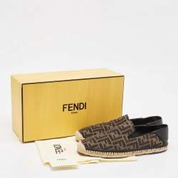 Fendi Brown/Black Zucca Canvas and Leather Foldable Espadrilles Size 41