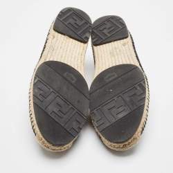 Fendi Brown/Black Zucca Canvas and Leather Foldable Espadrilles Size 41