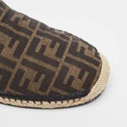 Fendi Brown/Black Zucca Canvas and Leather Foldable Espadrilles Size 41