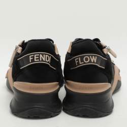 Fendi Black Neoprene and Nylon Flow Low Top Sneakers Size 37
