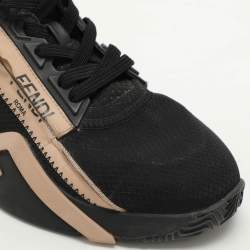 Fendi Black Neoprene and Nylon Flow Low Top Sneakers Size 37