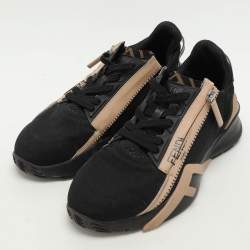 Fendi Black Neoprene and Nylon Flow Low Top Sneakers Size 37
