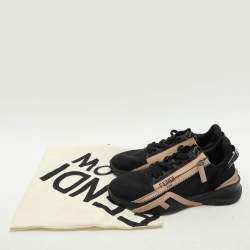 Fendi Black Neoprene and Nylon Flow Low Top Sneakers Size 37