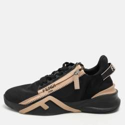 Fendi Black Neoprene and Nylon Flow Low Top Sneakers Size 37