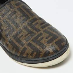 Fendi Brown Zucca Coated Canvas Slip On Sneakers Size 43