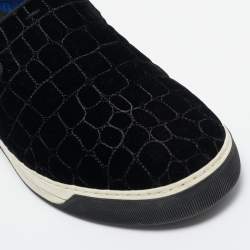 Fendi Black Velvet and Leather Slip On Sneakers Size 43.5