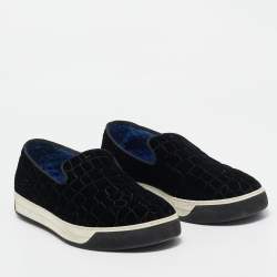 Fendi Black Velvet and Leather Slip On Sneakers Size 43.5