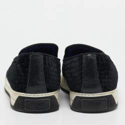 Fendi Black Velvet and Leather Slip On Sneakers Size 43.5