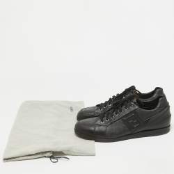  Fendi Black Zucca Canvas and Leather Low Top Sneakers Size 43