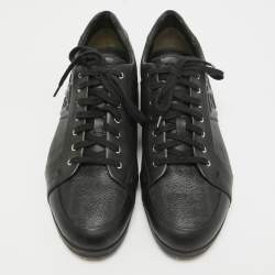  Fendi Black Zucca Canvas and Leather Low Top Sneakers Size 43
