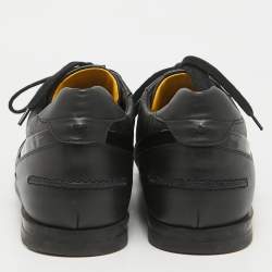  Fendi Black Zucca Canvas and Leather Low Top Sneakers Size 43