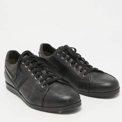  Fendi Black Zucca Canvas and Leather Low Top Sneakers Size 43