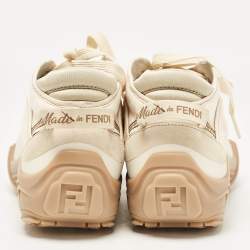 Fendi Cream Canvas and Rubber Lace Up Sneakers Size 42