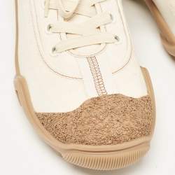 Fendi Cream Canvas and Rubber Lace Up Sneakers Size 42