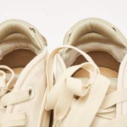 Fendi Cream Canvas and Rubber Lace Up Sneakers Size 42