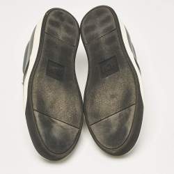 Fendi Black/Grey Leather Vocabulary Face Leather  Detail Slip On Sneakers Size 44