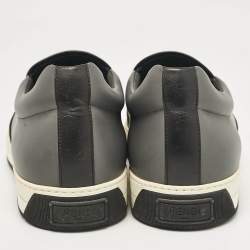 Fendi Black/Grey Leather Vocabulary Face Leather  Detail Slip On Sneakers Size 44