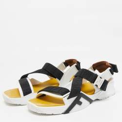 Fendi Multicolor Canvas and Rubber Flow Flat Sandals Size 41