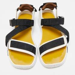 Fendi Multicolor Canvas and Rubber Flow Flat Sandals Size 41