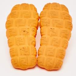 Pre Owned Fendi Orange  Rubber Cloud Ff Logo Slide Sandals Size 42