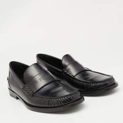 Fendi Black Leather Slip On Loafers Size 42.5