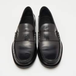Fendi Black Leather Slip On Loafers Size 42.5