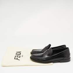 Fendi Black Leather Slip On Loafers Size 42.5