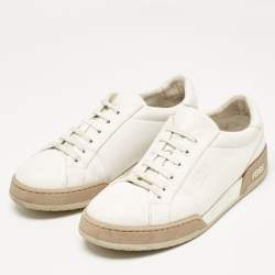 Fendi White Leather Lace Up Low Top Sneakers Size 42.5