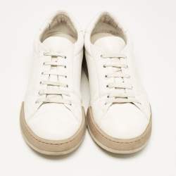 Fendi White Leather Lace Up Low Top Sneakers Size 42.5