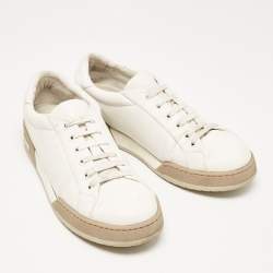 Fendi White Leather Lace Up Low Top Sneakers Size 42.5