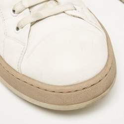 Fendi White Leather Lace Up Low Top Sneakers Size 42.5