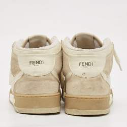 Fendi White Leather and Suede Fendi Match High Top Sneakers Size 43
