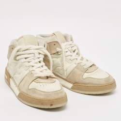 Fendi White Leather and Suede Fendi Match High Top Sneakers Size 43