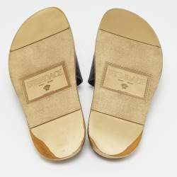 Pre Owned Fendi X Versace  Black Leather Fendace Slide Flats Size 43                        