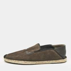 Fendi Navy Black/Green Suede Monster Eyes Slip On Espadrilles Size 44