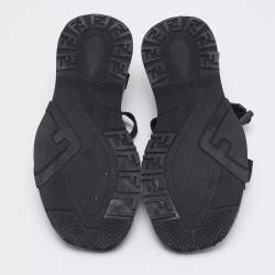 Fendi Black Canvas and Rubber Flow Flat Sandals Size 43