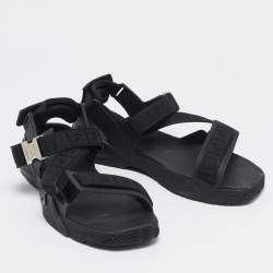 Fendi Black Canvas and Rubber Flow Flat Sandals Size 43
