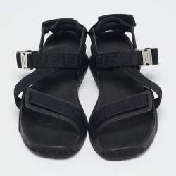 Fendi Black Canvas and Rubber Flow Flat Sandals Size 43
