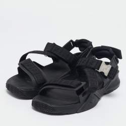 Fendi Black Canvas and Rubber Flow Flat Sandals Size 43