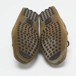 Fendi Oilve Green Suede Slip On Loafers Size 40