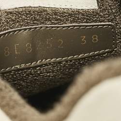 Fendi Cream/Black Leather And Suede Match Lace Up Sneakers Size 38