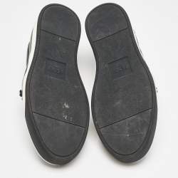 Fendi Black Leather Karlito Studded Low Top Slip On Sneakers Size 44