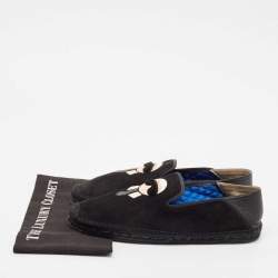 Fendi Black Suede Karlito Slip On Espadrille Flats Size 44