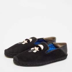 Fendi Black Suede Karlito Slip On Espadrille Flats Size 44