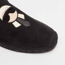 Fendi Black Suede Karlito Slip On Espadrille Flats Size 44