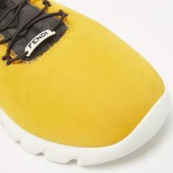 Fendi Mustard/White Knit Fabric High Top Sneakers Size 41