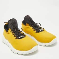 Fendi Mustard/White Knit Fabric High Top Sneakers Size 41