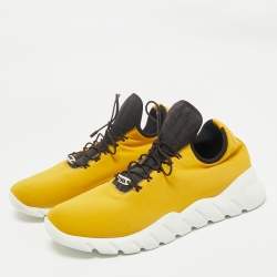 Fendi Mustard/White Knit Fabric High Top Sneakers Size 41